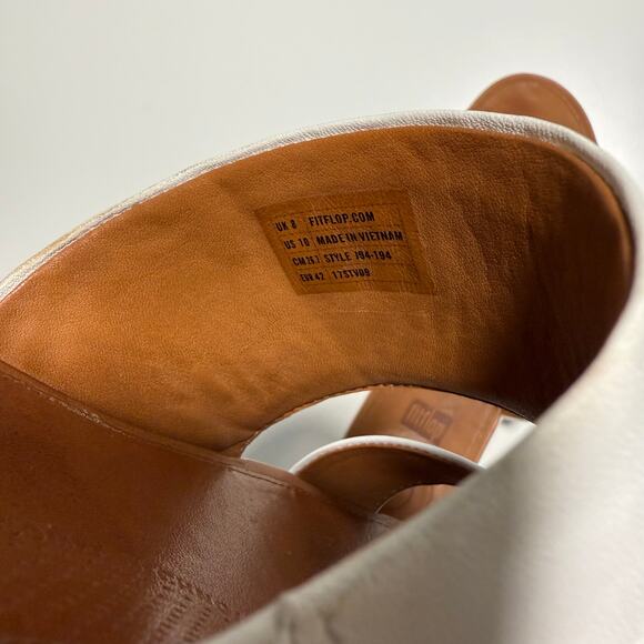 FitFlop Delta Leather Slide Sandals Jewel Beaded Double Strap Coastal Boho Sz 10 - Picture 7 of 7